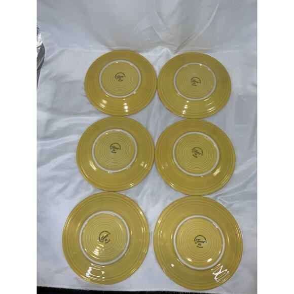 VTG VINTAGE YELLOW FIESTA WARE DINNER SALAD PLATES 7.25 IN SET/6 - Picture 7 of 8